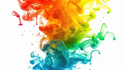 Abstract rainbow ink swirls in water