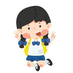 happy girl student jumping in air