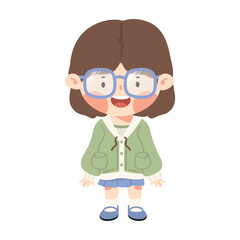 Cute girl with glasses cartoon