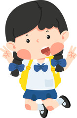 happy girl student jumping in air