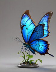 3D animated Cute Cartoon Butterfly Character 3D Rendered on a Gray Background.