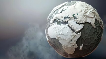 Studio shot of a 3D printed globe with intricate details, ideal for mockups or ads related to global issues