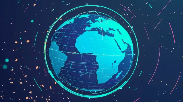 Motion graphic of a globe spinning with dynamic population data visualizations, suitable for interactive presentations