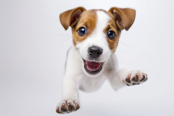 adorable puppy on white background
