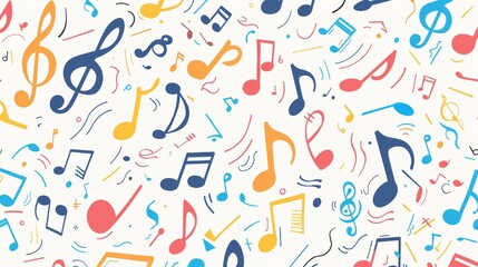 Fototapeta premium Colorful music notes pattern illustration