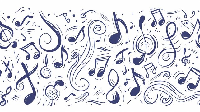 Hand-drawn music note illustration with swirling lines