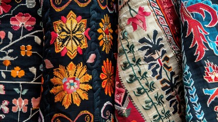 Textile Design Elements Ikat Floral Motifs Geometric Borders Abstract Patterns