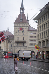 Obraz premium Beautiful place architecture building nature along aare river of Bern Switzerland 