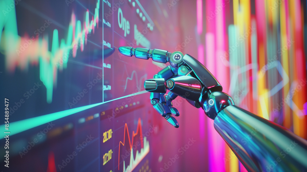 Poster artificial intelligence arm interacts with the screen