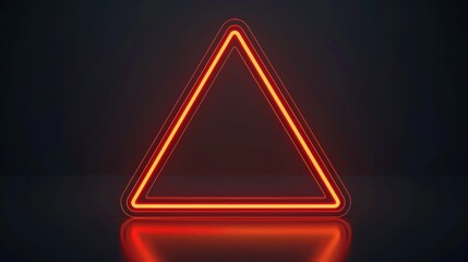 Glowing orange neon triangle warning sign against a dark background