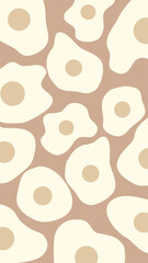 Brown pastel abstract background with fried egg creamy yolk