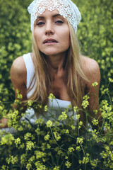 Beautiful woman. A young and attractive girl in nature.