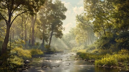 Scenic summer view featuring a river and woodland