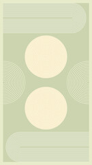 Green pastel abstract background with yellow circles white curves