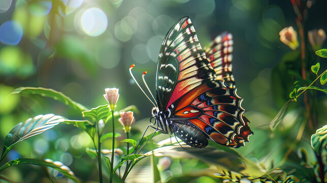 a beauty butterfly pearch on a flower preparing to suck the nectar upon the petal