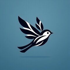 Fototapeta premium AI Generate of Flying Sparrow in Elegant Style with Minimal Geometric Form. Vector, Logo, Symbol. Businesses related to nature, vacational resort, travelling, tourism fashion, etc.