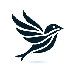 Fototapeta premium AI Generate of Flying Sparrow in Elegant Style with Minimal Geometric Form. Vector, Logo, Symbol. Businesses related to nature, vacational resort, travelling, tourism fashion, etc.