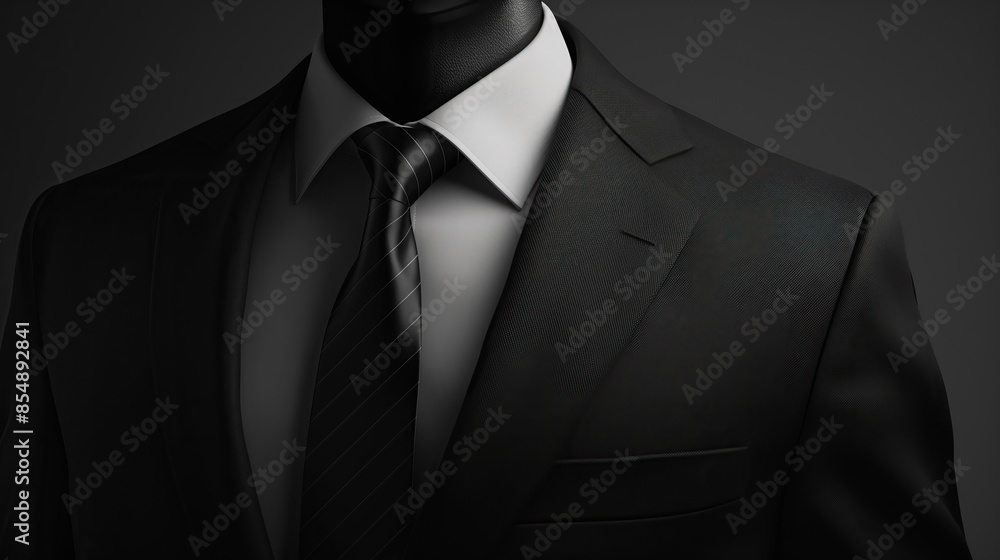 Wall mural closeup of professional suit jacket with white shirt and tie businessmen mockup concept