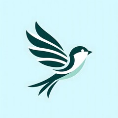 Obraz premium AI Generate of Flying Sparrow in Elegant Style with Minimal Geometric Form. Vector, Logo, Symbol. Businesses related to nature, vacational resort, travelling, tourism fashion, etc.