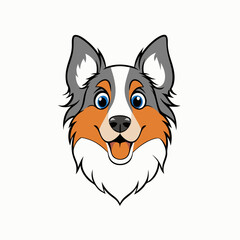 The cartoon head of a Shepherd dog,flat style vector illustration design.