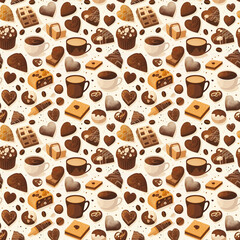 Obraz premium Chocolate and coffee seamless pattern