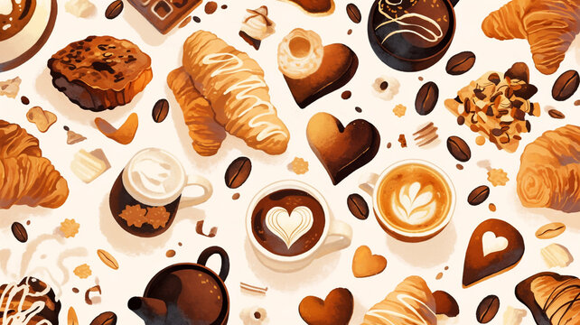 Coffee and pastries pattern