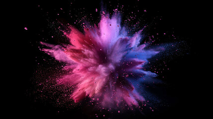 Abstract dust explosion, abstract pink powder splash on white background