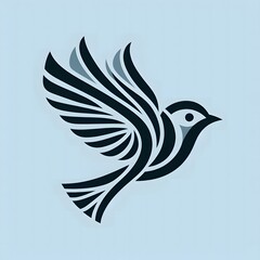 Obraz premium AI Generate of Flying Sparrow in Elegant Style with Minimal Geometric Form. Vector, Logo, Symbol. Businesses related to nature, vacational resort, travelling, tourism fashion, etc.