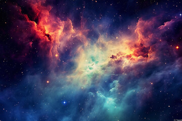 Naklejka premium 3D rendering of beautiful universe in outer space, cosmic galaxy sci-fi space background