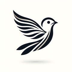 Obraz premium AI Generate of Flying Sparrow in Elegant Style with Minimal Geometric Form. Vector, Logo, Symbol. Businesses related to nature, vacational resort, travelling, tourism fashion, etc.
