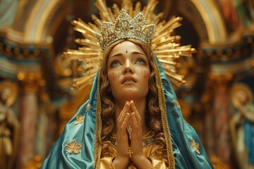 Obraz premium Holy Mary Emanating Reverence, Motherly Love, and Spiritual Devotion