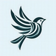 AI Generate of Flying Sparrow in Elegant Style with Minimal Geometric Form. Vector, Logo, Symbol. Businesses related to nature, vacational resort, travelling, tourism fashion, etc.