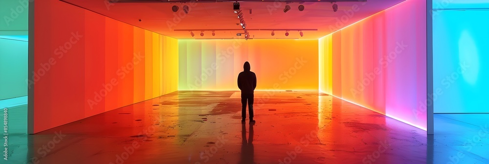 Poster captivating chromatic corridor an immersive of light color and space
