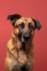 Obraz premium Anatolian Shepherd dog on minimalistic colorful background with Copy Space. Perfect for banners, veterinary ads, pet food promotions, and minimalist designs. 