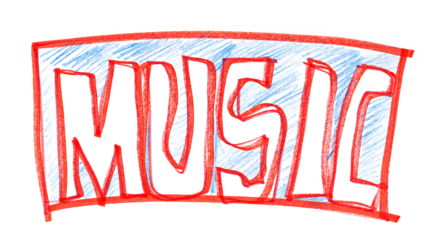 Grunge hand draw shape word music  , icons isolated on white, red marker