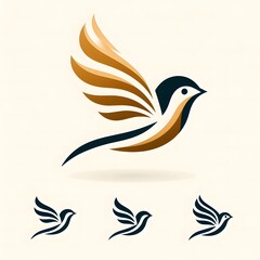 Obraz premium AI Generate of Flying Sparrow in Elegant Style with Minimal Geometric Form. Vector, Logo, Symbol. Businesses related to nature, vacational resort, travelling, tourism fashion, etc.