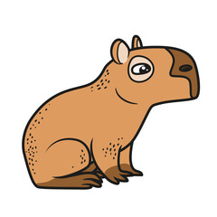 Cute cartoon capybara color variation on a white background