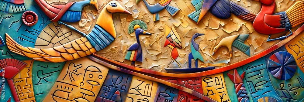 Aufkleber Captivating Mosaic of Vibrant Colors and Intricate Patterns Showcasing Ancient Traditions
