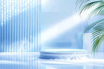 Fresh 3D three-dimensional style spring stage background, spring e-commerce booth beauty product scene illustration