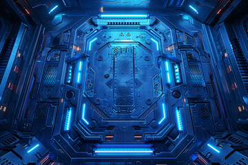 Blue science fiction space scene illustration, technology background material concept