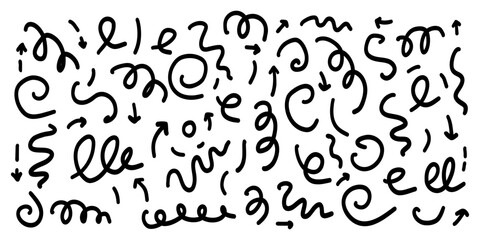 Fun line doodle. Simple childish scribble minimalist trendy design with basic shapes.