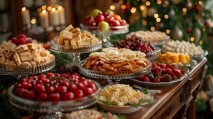 Delightful Assortment of Festive Christmas Desserts and Sweets on Elegant Display