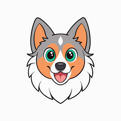 The cartoon head of a Shepherd dog,flat style vector illustration design.