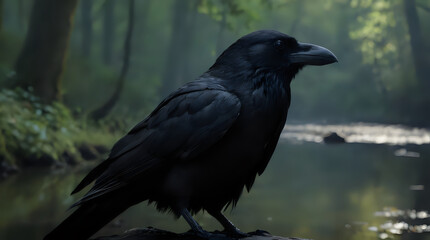 Fototapeta premium a black bird that is sitting on a rock
