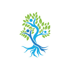 Tree people care logo design template vector,editable eps 10.
