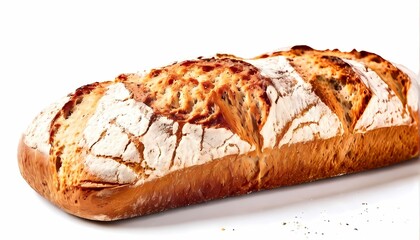Fresh white wheat loaf on white background, AI Generated