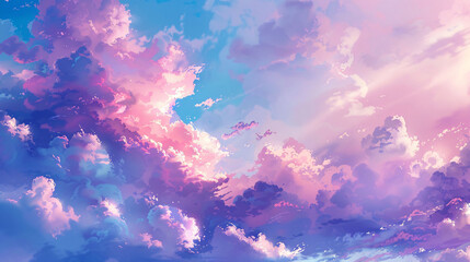 Watercolor style abstract sky colorful cloud background, abstract PPT poster main visual background