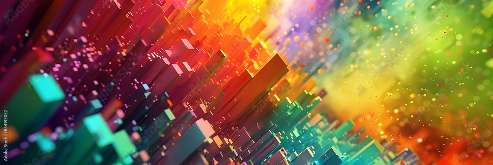 Fototapete Mesmerizing Chromatic Kaleidoscope of Vibrant Geometric Patterns and Shapes in a Digital Abstract Artwork