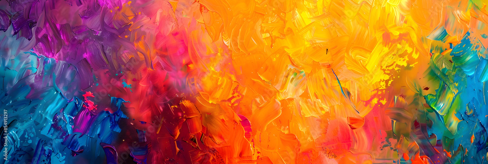 Poster mesmerizing colorful abstract art vivid fluid brushstrokes create vibrant textured backdrop for crea