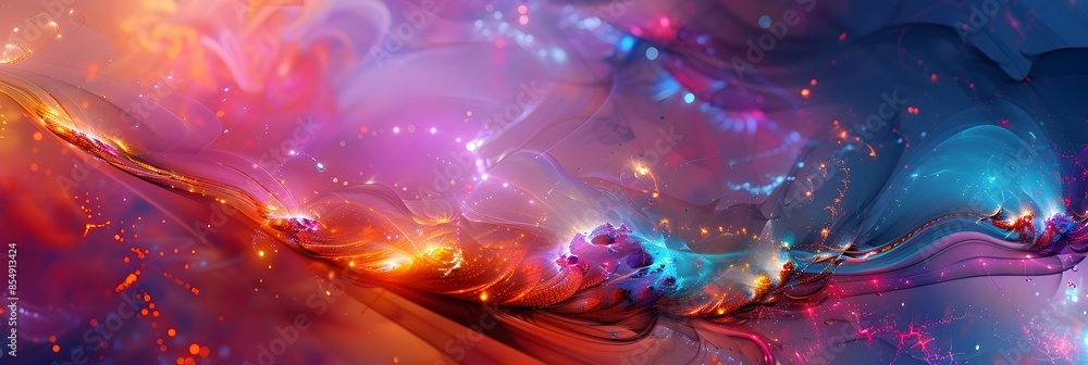 Poster mesmerizing cosmic dreamscape a captivating interplay of light color and ethereal energy